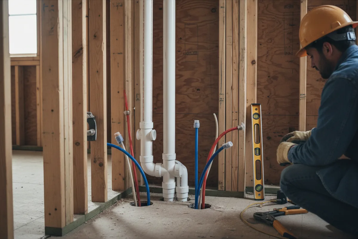 Drain and supply rough-in during Drain Cleaning in Cerritos