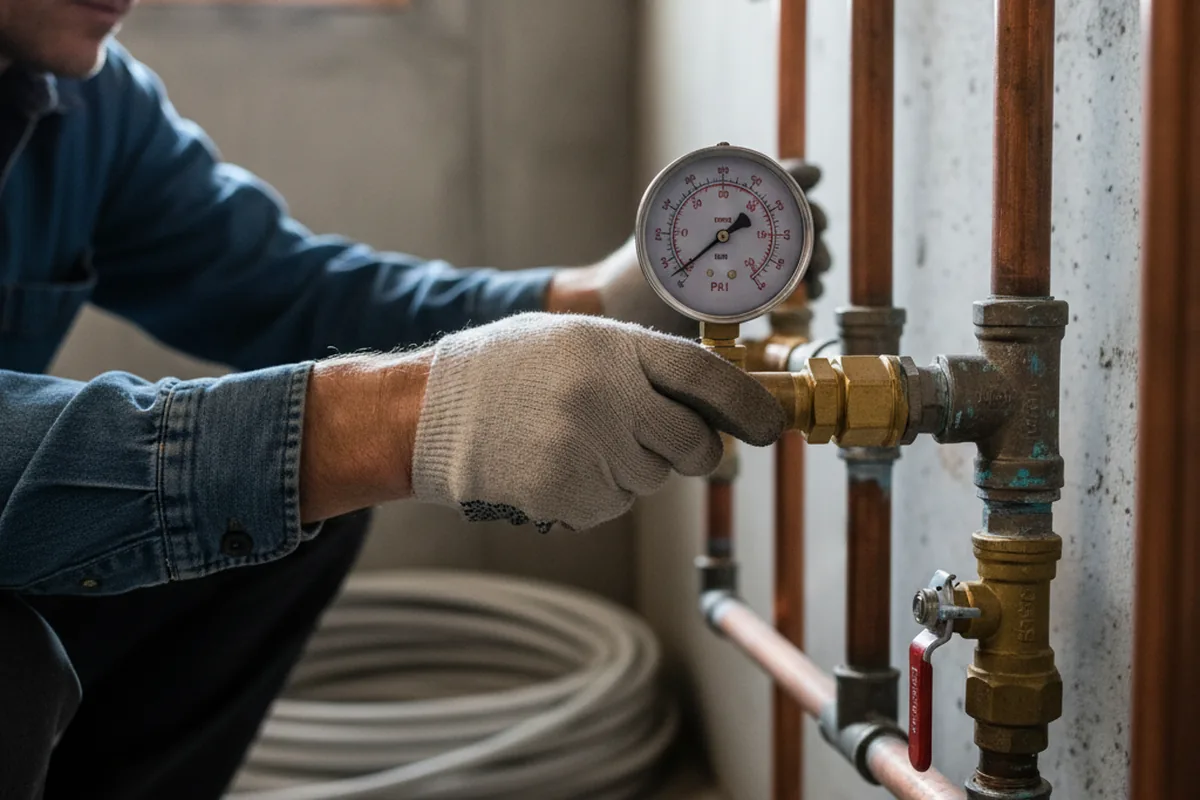 Pressure testing a repaired line during Water Line Repair in Cerritos
